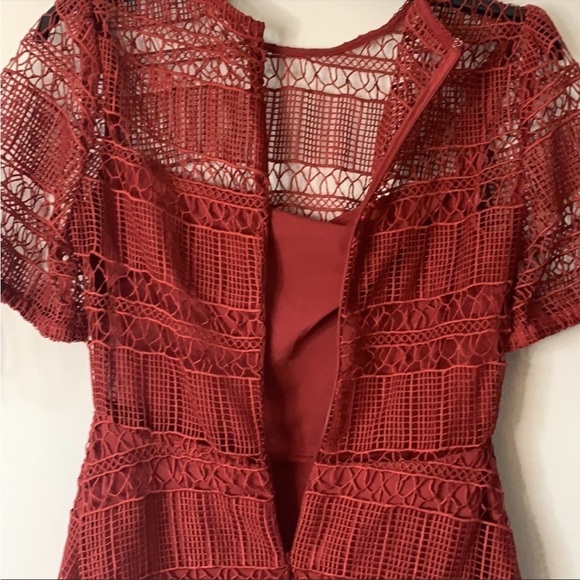 Tularosa Deep Red Eden Lace Fit & Flare Dress Size Small - Picture 6 of 13